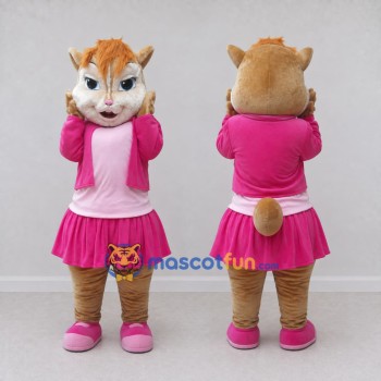 Custom Tan and Pink Cat in Skirt Mascot Costume Adult Full Body Suit for Children's Parties