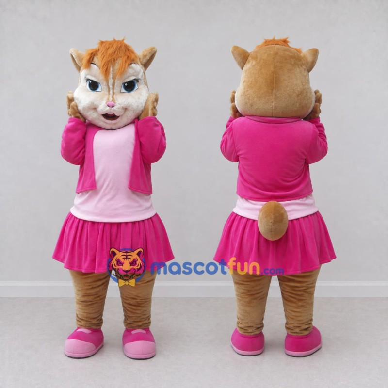 Custom Tan and Pink Cat in Skirt Mascot Costume Adult Full Body Suit for Children's Parties Custom Tan and Pink Cat in Skirt Mascot Costume Adult Full Body Suit for Children's Parties