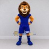 Custom Golden Brown and Blue Lion in Sportswear Mascot Costume Adult Full Body Suit for Sports Events Custom Golden Brown and Blue Lion in Sportswear Mascot Costume Adult Full Body Suit for Sports Events