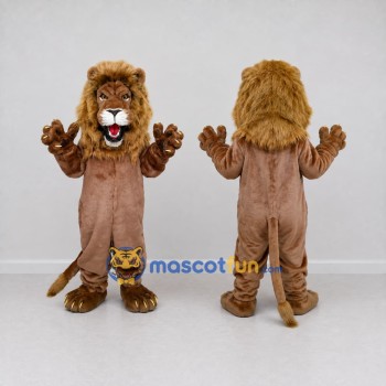 Custom Brown and Tan Roaring Lion Mascot Costume Adult Full Body Suit for Wildlife Events