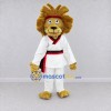 Custom Golden Brown and White Lion in Martial Arts Uniform Mascot Costume Adult Full Body Suit for Martial Arts Events Custom Golden Brown and White Lion in Martial Arts Uniform Mascot Costume Adult Full Body Suit for Martial Arts Events