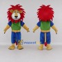 Custom Tan Red Green and Blue Lion in Sportswear Mascot Costume Adult Full Body Suit for Sports Events