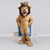 Custom Tan Brown and Blue Lion with Crown and Cape Mascot Costume Adult Full Body Suit for Themed Parties Custom Tan Brown and Blue Lion with Crown and Cape Mascot Costume Adult Full Body Suit for Themed Parties