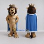 Custom Tan Brown and Blue Lion with Crown and Cape Mascot Costume Adult Full Body Suit for Themed Parties
