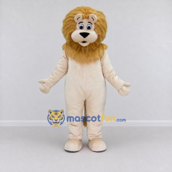 Custom Cream and Golden Brown Lion Mascot Costume Adult Full Body Suit for Wildlife Events