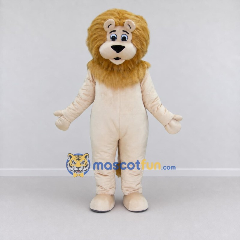 Custom Cream and Golden Brown Lion Mascot Costume Adult Full Body Suit for Wildlife Events