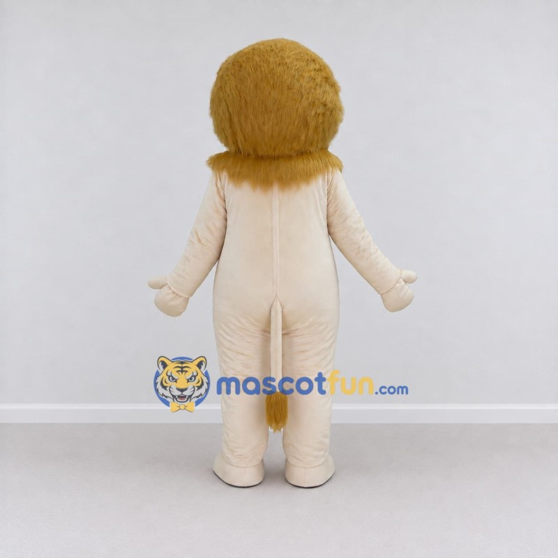 Custom Cream and Golden Brown Lion Mascot Costume Adult Full Body Suit for Wildlife Events