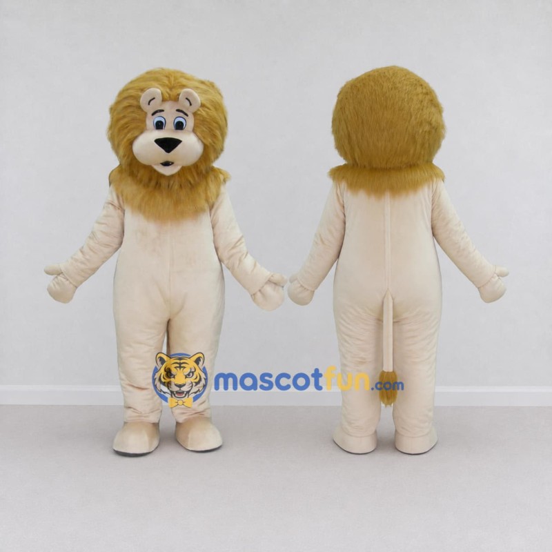 Custom Cream and Golden Brown Lion Mascot Costume Adult Full Body Suit for Wildlife Events