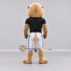 Custom Tan Black and White Lion in Sportswear Mascot Costume Adult Full Body Suit for Sports Events Custom Tan Black and White Lion in Sportswear Mascot Costume Adult Full Body Suit for Sports Events