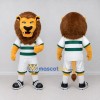 Custom Yellow Brown White and Green Lion in Sportswear Mascot Costume Adult Full Body Suit for Sports Events