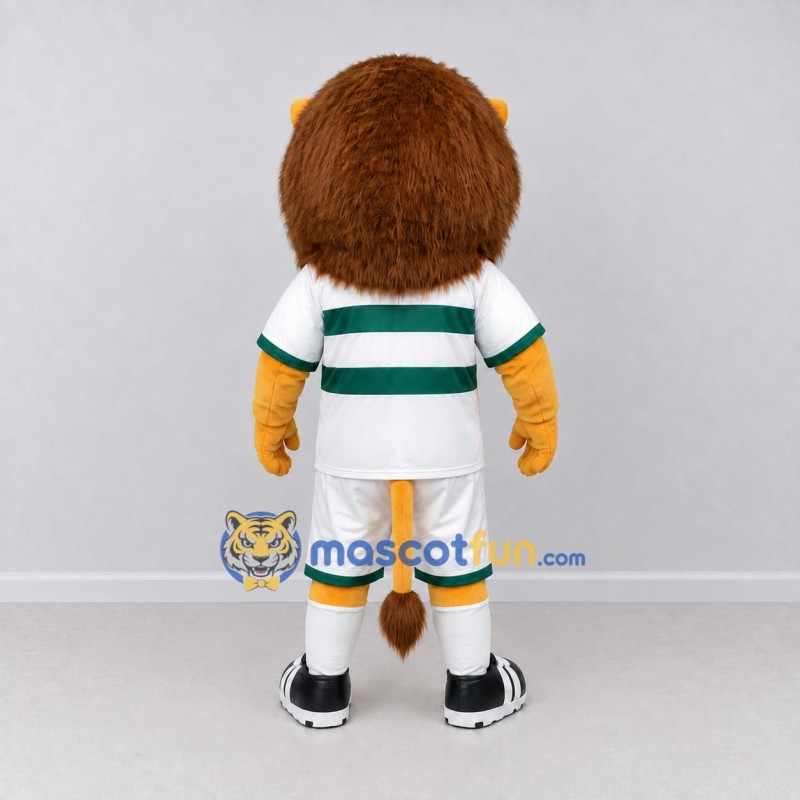 Custom Yellow Brown White and Green Lion in Sportswear Mascot Costume Adult Full Body Suit for Sports Events Custom Yellow Brown White and Green Lion in Sportswear Mascot Costume Adult Full Body Suit for Sports Events