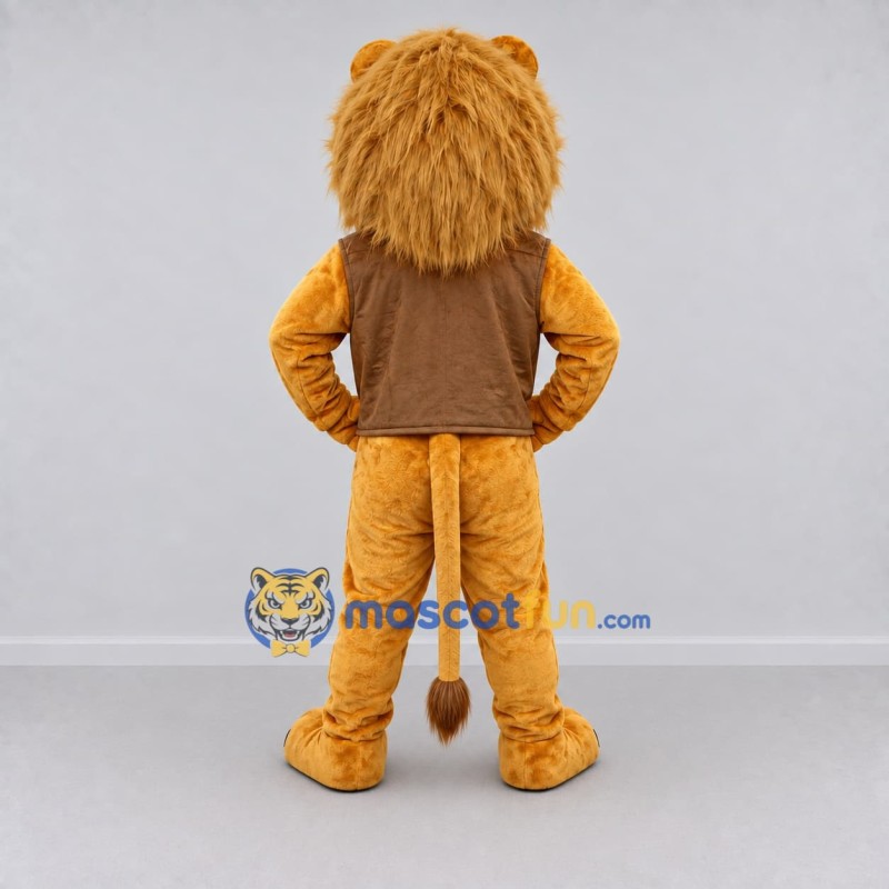 Custom Golden Brown Lion in Vest Mascot Costume Adult Full Body Suit for Wildlife Events Custom Golden Brown Lion in Vest Mascot Costume Adult Full Body Suit for Wildlife Events