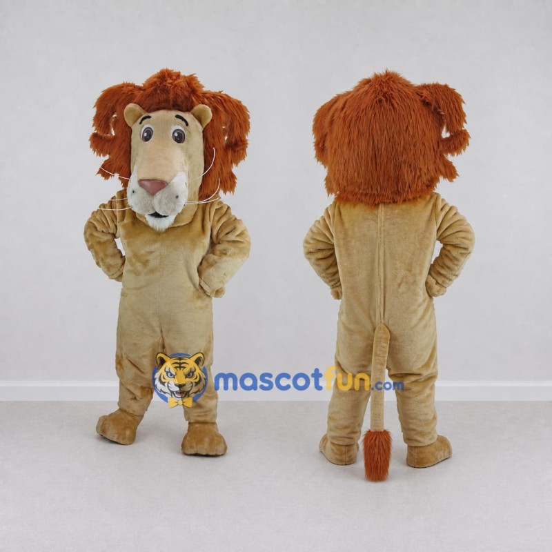 Custom Tan and Brown Lion Mascot Costume Adult Full Body Suit for Wildlife Events