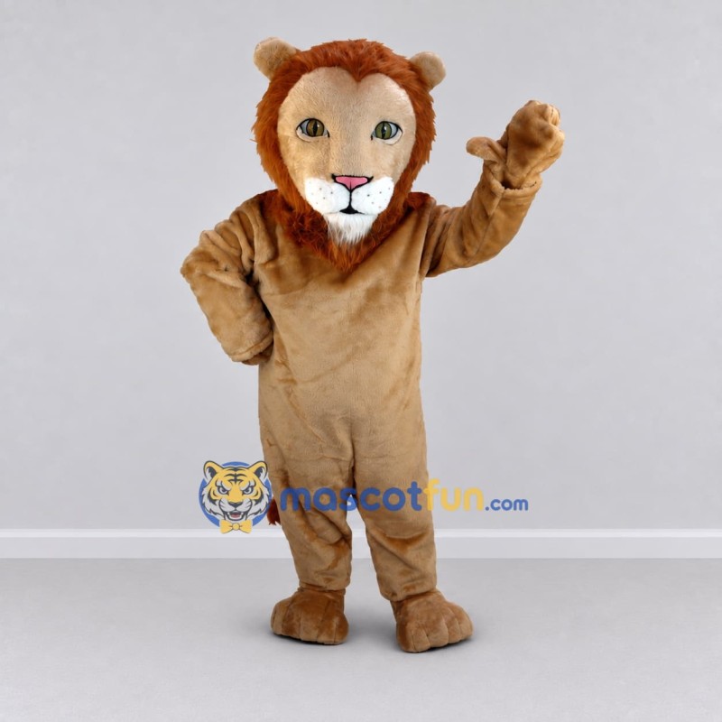 Custom Tan and Brown Lion Mascot Costume Adult Full Body Suit for Wildlife Events