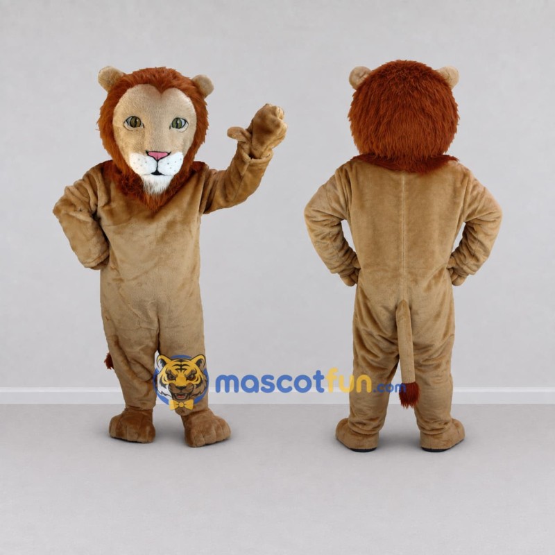 Custom Tan and Brown Lion Mascot Costume Adult Full Body Suit for Wildlife Events