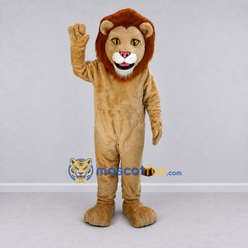 Custom Tan and Brown Lion Mascot Costume Adult Full Body Suit for Wildlife Events
