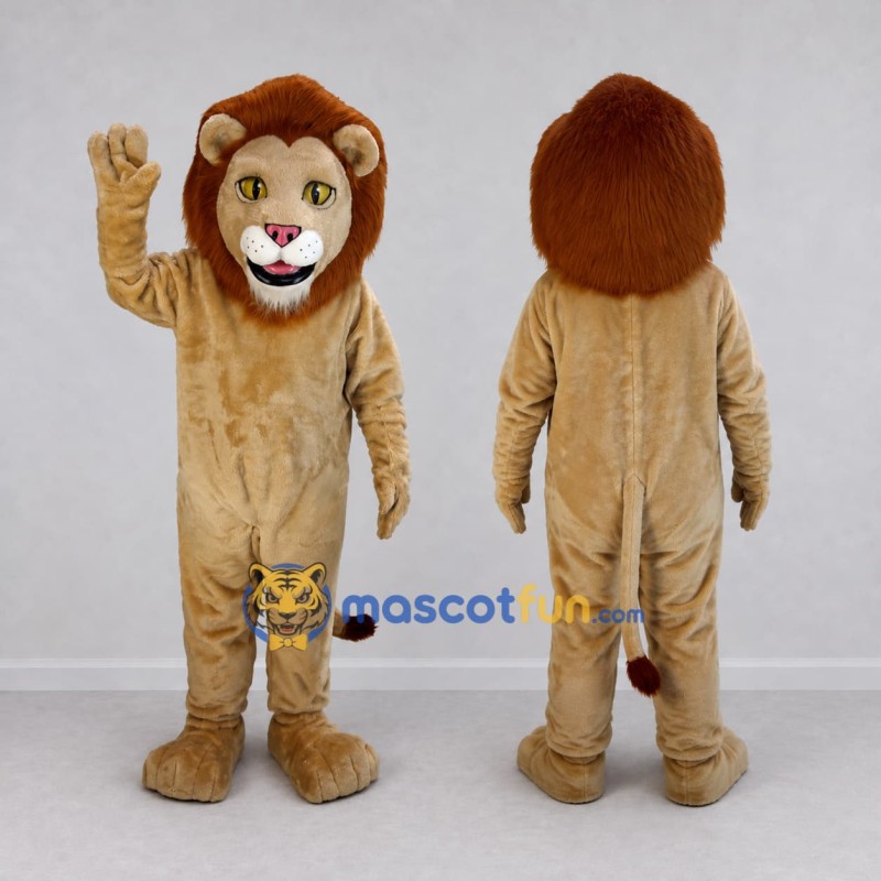 Custom Tan and Brown Lion Mascot Costume Adult Full Body Suit for Wildlife Events