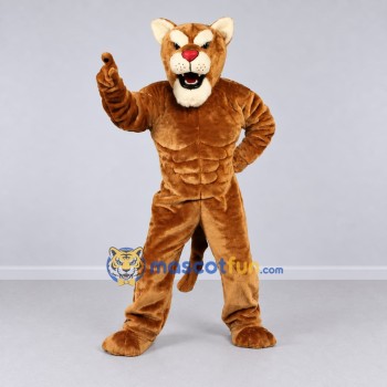 Custom Brown and Cream Muscular Big Cat Mascot Costume Adult Full Body Suit for Sports Events