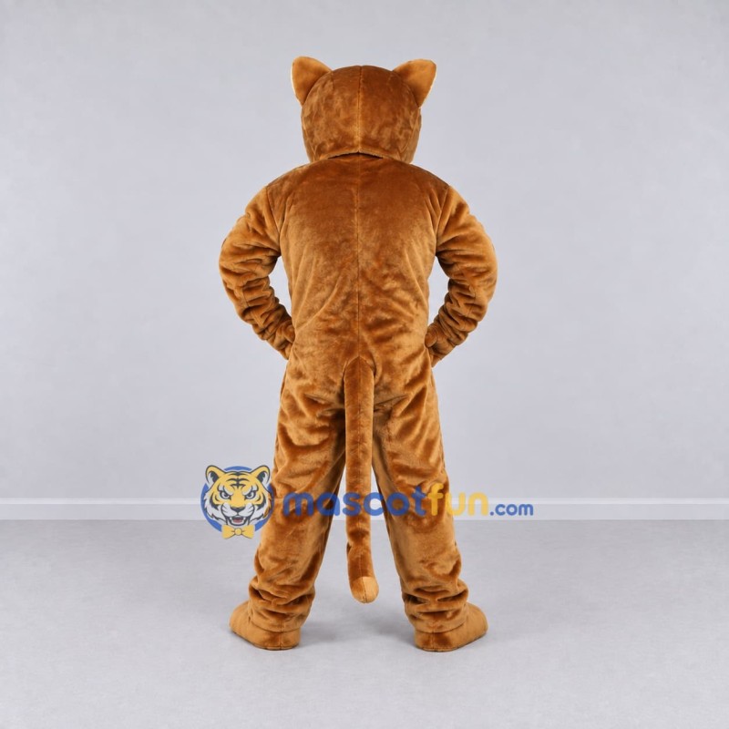 Custom Brown and Cream Muscular Big Cat Mascot Costume Adult Full Body Suit for Sports Events Custom Brown and Cream Muscular Big Cat Mascot Costume Adult Full Body Suit for Sports Events