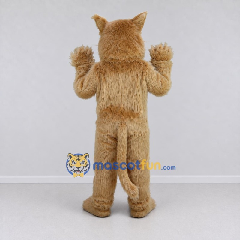 Custom Tan Roaring Wild Cat Mascot Costume Adult Full Body Suit for Wildlife Events Custom Tan Roaring Wild Cat Mascot Costume Adult Full Body Suit for Wildlife Events
