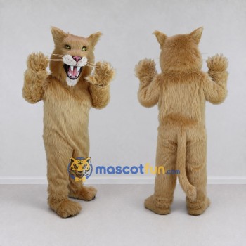 Custom Tan Roaring Wild Cat Mascot Costume Adult Full Body Suit for Wildlife Events