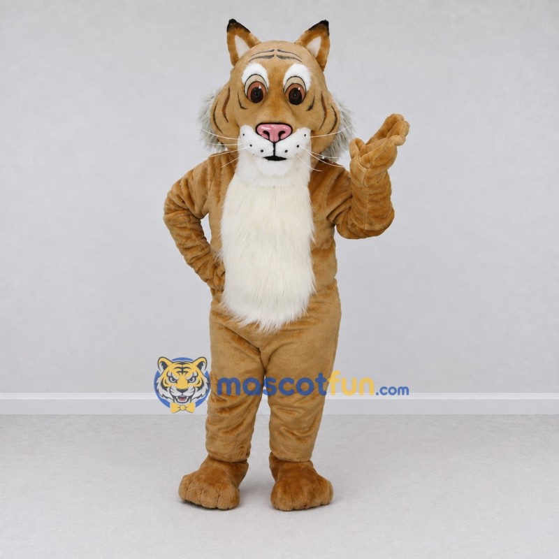 Custom Tan and White Wild Cat Mascot Costume Adult Full Body Suit for Wildlife Events