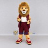 Custom Tan and Burgundy Lion in Sportswear Mascot Costume Adult Full Body Suit for Sports Events