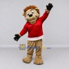 Custom Tan and Red Lion in T-Shirt Mascot Costume Adult Full Body Suit for Sports Events