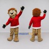 Custom Tan and Red Lion in T-Shirt Mascot Costume Adult Full Body Suit for Sports Events