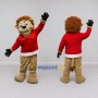 Custom Tan and Red Lion in T-Shirt Mascot Costume Adult Full Body Suit for Sports Events