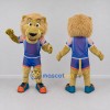 Custom Tan and Blue Lion in Sportswear Mascot Costume Adult Full Body Suit for Sports Events