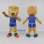 Custom Tan and Blue Lion in Sportswear Mascot Costume Adult Full Body Suit for Sports Events