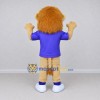Custom Tan and Purple Lion in T-Shirt Mascot Costume Adult Full Body Suit for Sports Events