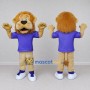 Custom Tan and Purple Lion in T-Shirt Mascot Costume Adult Full Body Suit for Sports Events