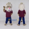 Custom Gray Burgundy and Blue Lion with Crown Mascot Costume Adult Full Body Suit for Themed Parties Custom Gray Burgundy and Blue Lion with Crown Mascot Costume Adult Full Body Suit for Themed Parties