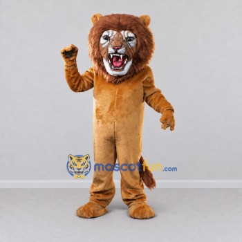 Custom Tan and Brown Roaring Lion Mascot Costume Adult Full Body Suit for Wildlife Events Custom Tan and Brown Roaring Lion Mascot Costume Adult Full Body Suit for Wildlife Events