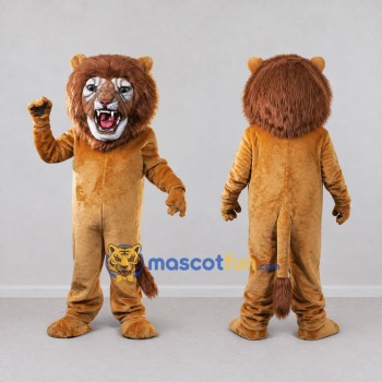 Custom Tan and Brown Roaring Lion Mascot Costume Adult Full Body Suit for Wildlife Events