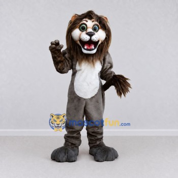 Custom Gray Brown and White Lion Mascot Costume Adult Full Body Suit for Wildlife Events Custom Gray Brown and White Lion Mascot Costume Adult Full Body Suit for Wildlife Events