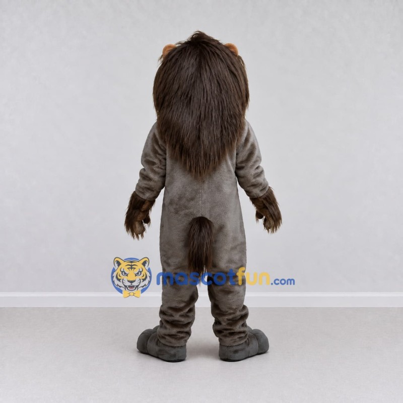 Custom Gray Brown and White Lion Mascot Costume Adult Full Body Suit for Wildlife Events Custom Gray Brown and White Lion Mascot Costume Adult Full Body Suit for Wildlife Events