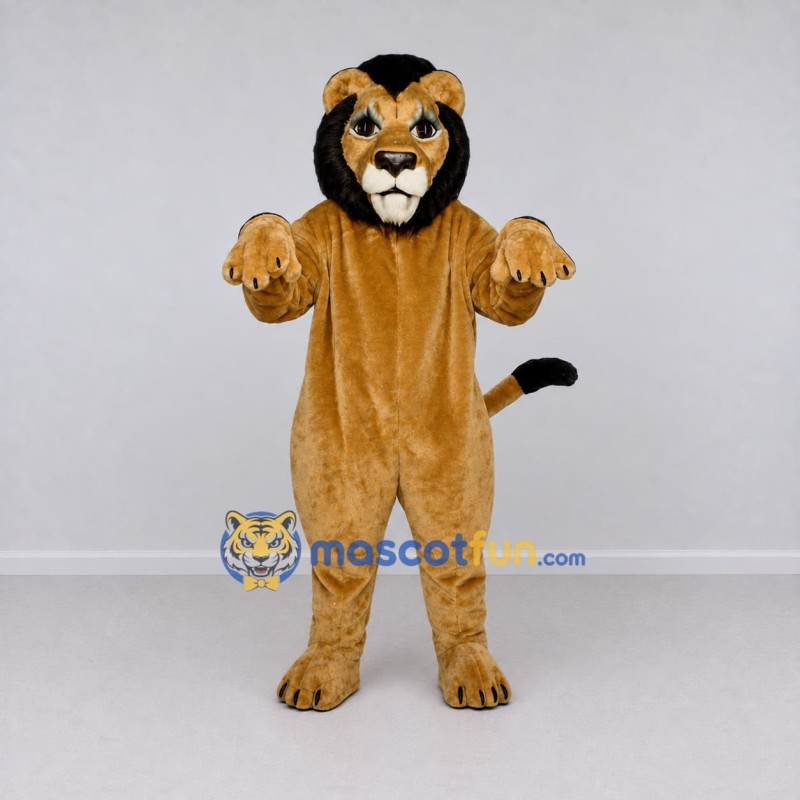 Custom Tan and Black Lion Mascot Costume Adult Full Body Suit for Wildlife Events Custom Tan and Black Lion Mascot Costume Adult Full Body Suit for Wildlife Events