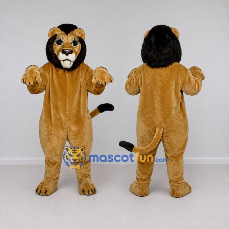 Custom Tan and Black Lion Mascot Costume Adult Full Body Suit for Wildlife Events Custom Tan and Black Lion Mascot Costume Adult Full Body Suit for Wildlife Events