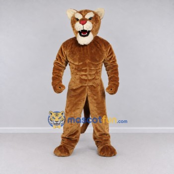 Custom Brown and Cream Muscular Big Cat Mascot Costume Adult Full Body Suit for Sports Events