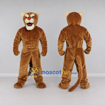 Custom Brown and Cream Muscular Big Cat Mascot Costume Adult Full Body Suit for Sports Events
