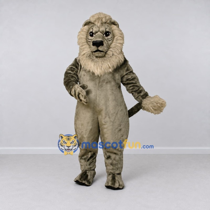 Custom Gray and Cream Lion Mascot Costume Adult Full Body Suit for Wildlife Events