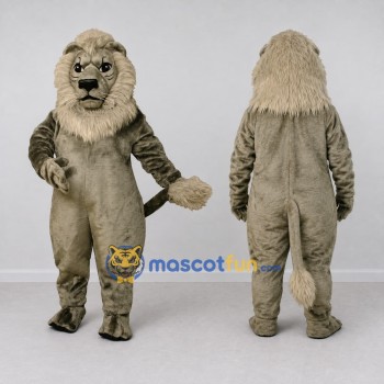 Custom Gray and Cream Lion Mascot Costume Adult Full Body Suit for Wildlife Events