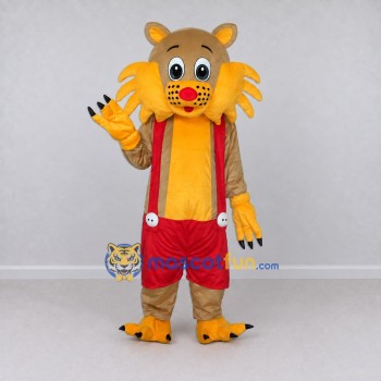 Custom Tan Yellow and Red Lion in Overalls Mascot Costume Adult Full Body Suit for Children's Parties Custom Tan Yellow and Red Lion in Overalls Mascot Costume Adult Full Body Suit for Children's Parties