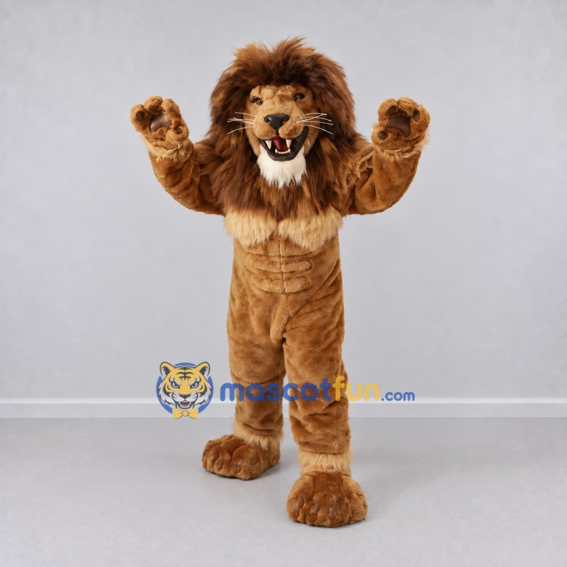 Custom Brown and Tan Roaring Lion Mascot Costume Adult Full Body Suit for Wildlife Events Custom Brown and Tan Roaring Lion Mascot Costume Adult Full Body Suit for Wildlife Events