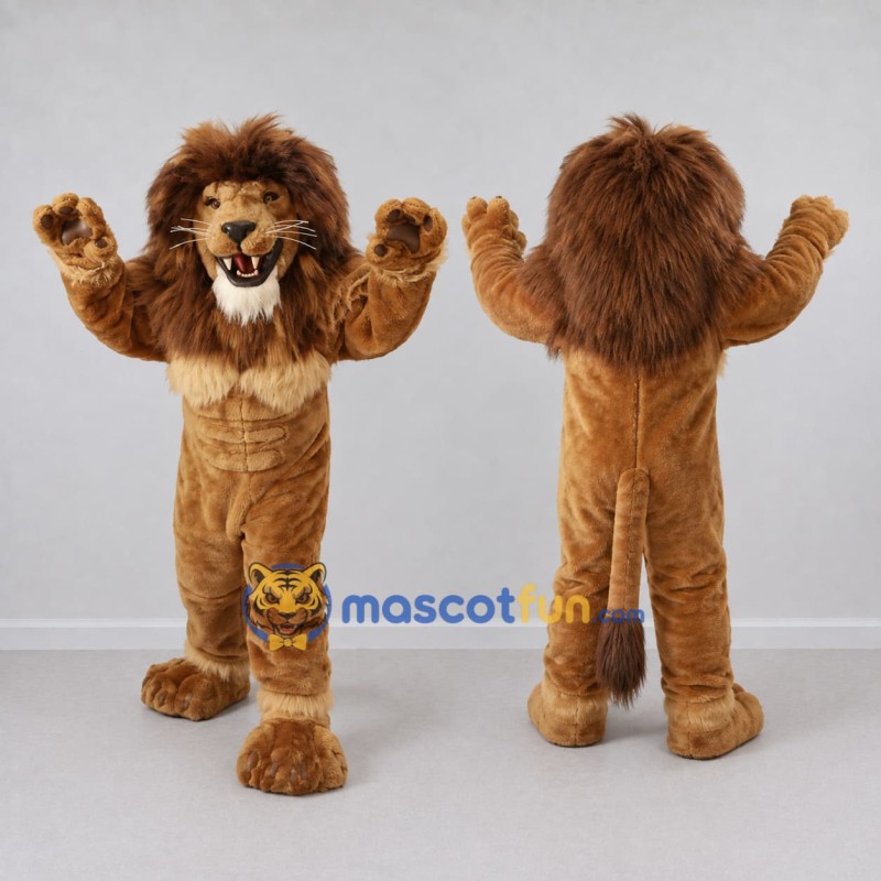 Custom Brown and Tan Roaring Lion Mascot Costume Adult Full Body Suit for Wildlife Events Custom Brown and Tan Roaring Lion Mascot Costume Adult Full Body Suit for Wildlife Events
