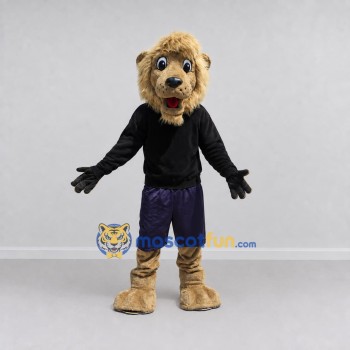 Custom Tan Black and Navy Blue Lion in Sportswear Mascot Costume Adult Full Body Suit for Sports Events Custom Tan Black and Navy Blue Lion in Sportswear Mascot Costume Adult Full Body Suit for Sports Events