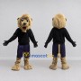 Custom Tan Black and Navy Blue Lion in Sportswear Mascot Costume Adult Full Body Suit for Sports Events